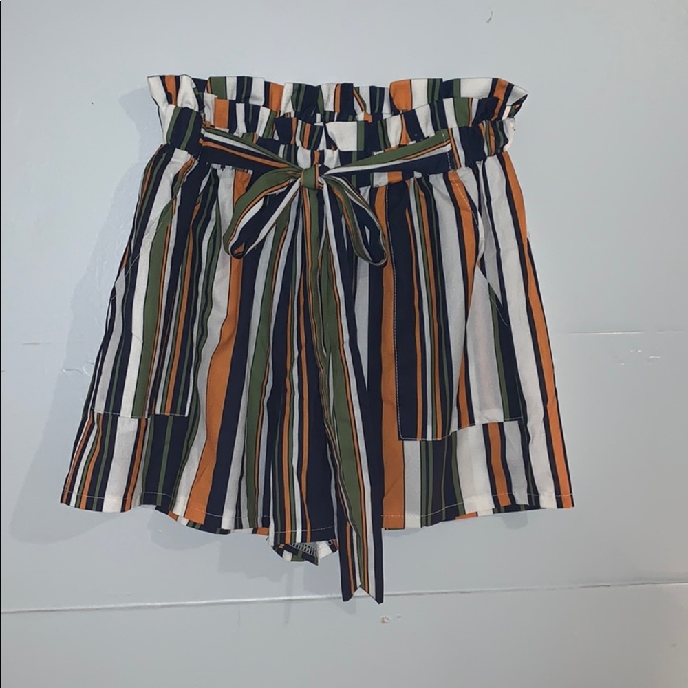 Colorful striped summer flare shorts